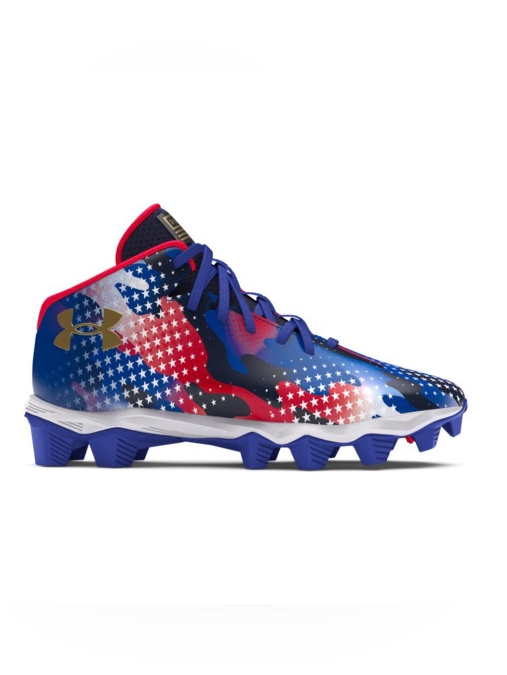 Used- Under Armour Red, Blue & White Youth Football Cleats size 4